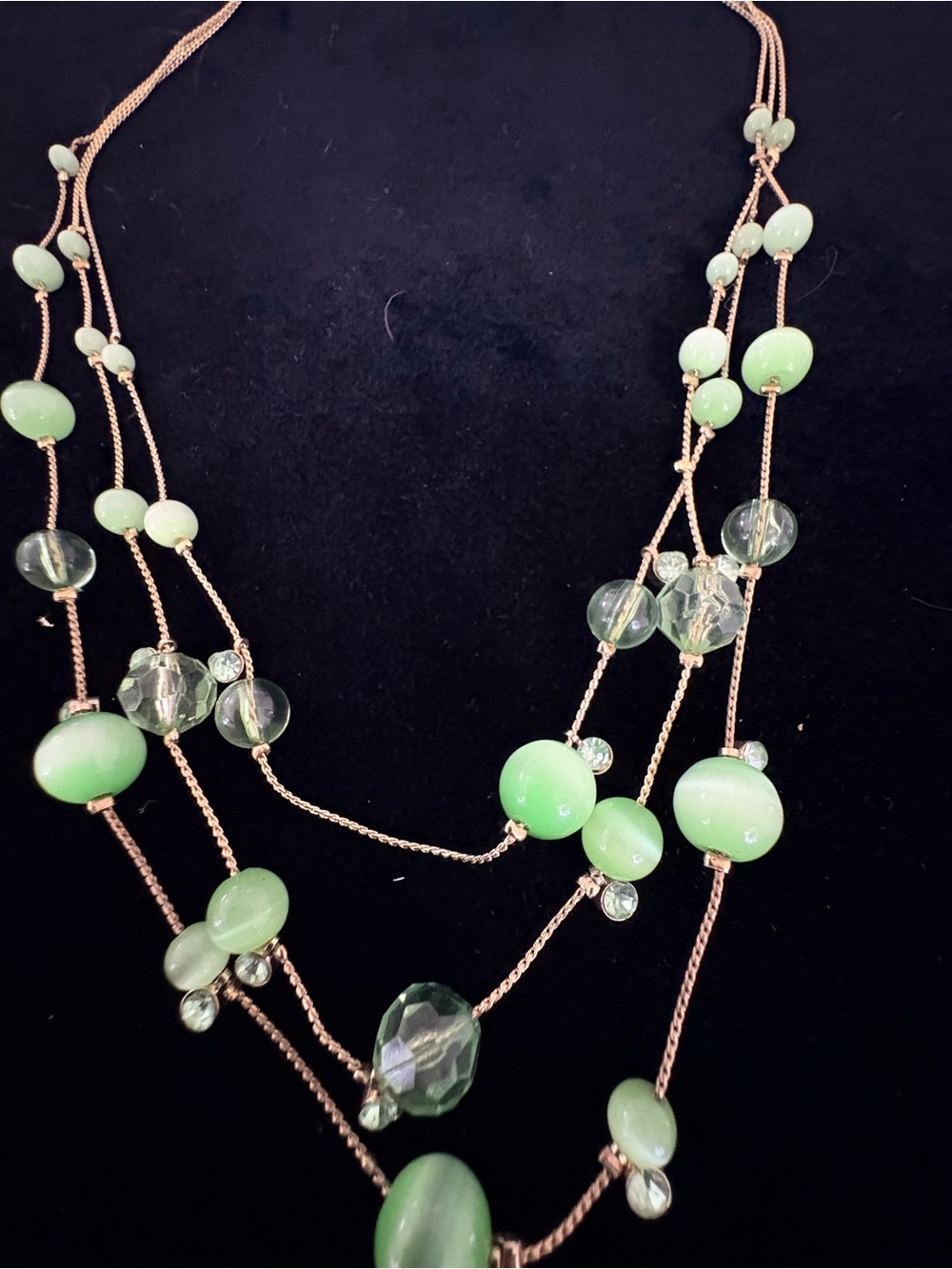 Green Beaded Layered Necklace - Women's Jewelry